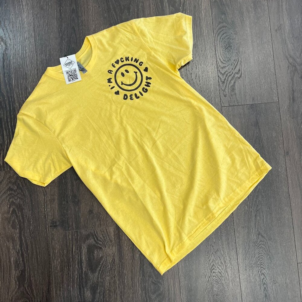 Next Level "I'm A F*cking Delight" Graphic Tee Yellow Size XLarge